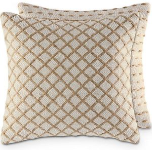 Amagohome Dekokissen Dekokissen 40x40cm Set 2 Sofakissen Zierkissen Baumwolle u. Jute natur