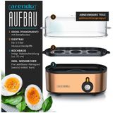 Arendo Eierkocher 3-fach, Edelstahl, frei wählbarer Härtegrad, Ein / Aus-Schalter, Anzahl Eier: 3 St., 210 W, Threecook Egg Cooker, GS, BPA-frei, für 1 bis 3 Eier