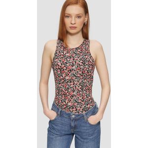 QS Shirttop Geripptes Tanktop mit All-over-Print Paspel