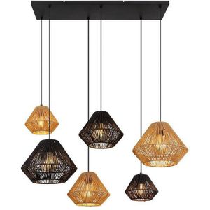 GLOBO LIGHTING Hängeleuchte, Leuchtmittel nicht inklusive, Pendelleuchte Hängelampe Deckenlampe Metall Naturseile 6-Flammig L 102