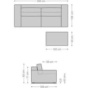 DELIFE Big-Sofa Lanzo, L Lederimitat Vintage Anthrazit 260x110 cm mit Hocker