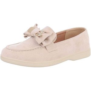 Ital-Design Damen Mokassins Freizeit Slipper (87118050) Blockabsatz Mokassins in Beige