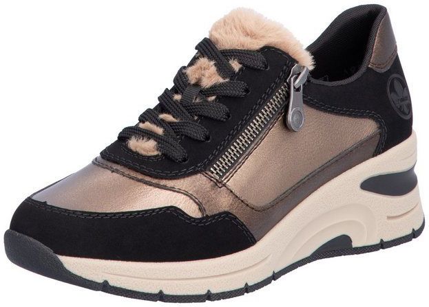 Rieker Keilsneaker, Freizeitschuh, Schnürschuh mit Schaftrandpolsterung, schmale Form