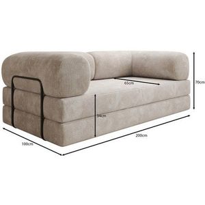 Luxusbetten24 Sofa Designer Sofa Lazy 3 Sitzer, mit Aufklappfunktion und Cordbezug