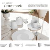 tectake Geschirr-Set Kombiservice (100-tlg), 12 Personen, Porzellan, für 12 Personen