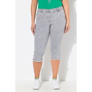 Ulla Popken Regular-fit-Jeans Jeanscapri Sienna Fransensaum Komfortbund