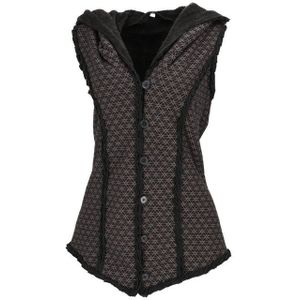 Guru-Shop Langjacke Goa Weste mit weiter, flauschiger Kapuze.. alternative Bekleidung