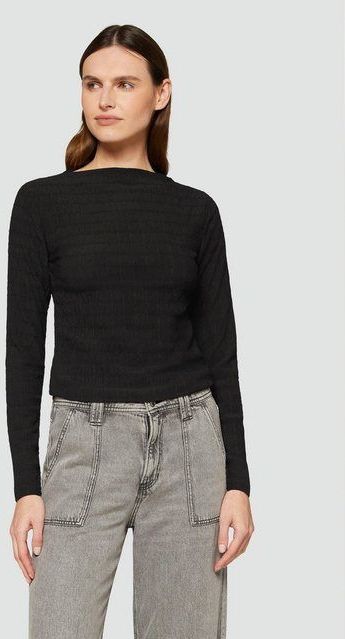 s.Oliver Langarmshirt Jersey-Shirt mit Strukturmuster und U-Boot-Ausschnitt