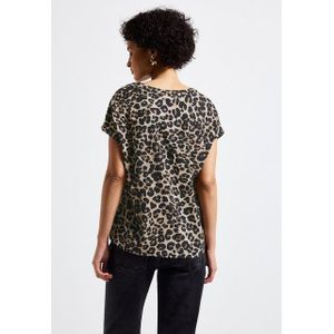 STREET ONE Kurzarmbluse mit Leoparden Muster