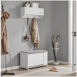 SoBuy Wandgarderobe FHK24, Flurgarderobe Kleiderhaken Hängeregal mit 2 Klappen und 5 Haken