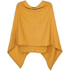 dy_mode Strickponcho Damen Poncho in Unifarben Weiches Strickponcho Cape Herbst Umhang in Unifarbe, Seitlich Lang Schnitt