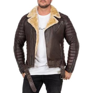 Reichstadt Bikerjacke Herren Kunstleder Jacke RS008 gefüttert mit Steppmustern