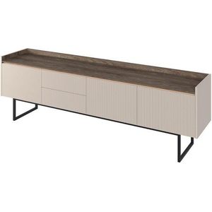 Compleo TV-Schrank mit 2 Schubladen und mit 3 Türen DENI, Fernsehschrank mit Lamellen