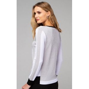 Passioni Strickpullover mit Lurex und schwarzen Kontrastärmeln