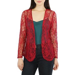 dy_mode Cardigan Damen Cardigan in Spitzenmuster Langarm Sommer Jacke Durchsichtig in Unifarbe