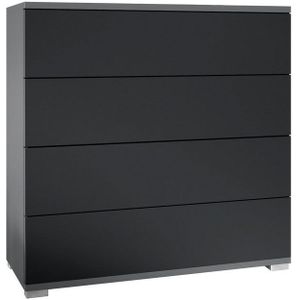 Vladon Kommode Pavos V3 (Sideboard, mit 4 Schubladen), Anthrazit matt/Schwarz matt (76 x 76 x 35 cm)