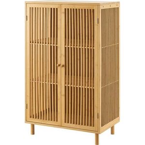 en.casa Beistellschrank »Grong« mit 3 Ablagen Bambus 110 x 66 x 40 cm