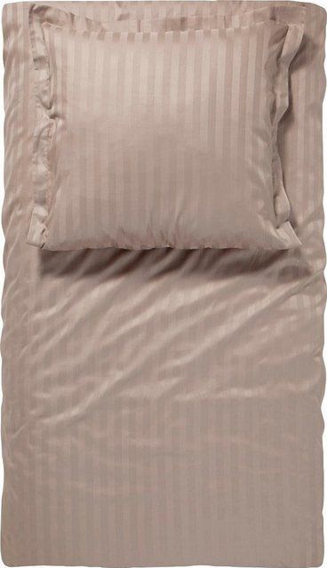 damai Bettwäsche Streifsatin in Gr. 135x200, 155x220 oder 200x200 cm, Satin, 2 teilig, elegante Bettwäsche aus Baumwolle, Bettwäsche mit Reißverschluss