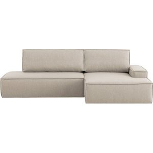 Home affaire Ecksofa SHERWOOD, Schlafsofa in L-Form offen (275cm), Cord, Leinenoptik, Schlaffunktion und Bettkasten, Kedernaht, hoher Sitz- & Liegekomfort