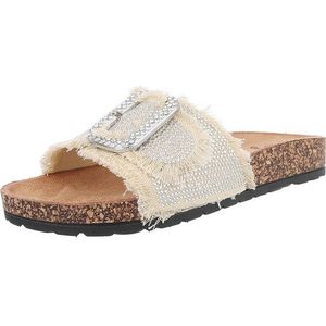 Ital-Design Komfortable Sommerschuhe – Bequeme Sandalen mit Schnalle Pantolette (89319165) Flach Pantoletten in Beige