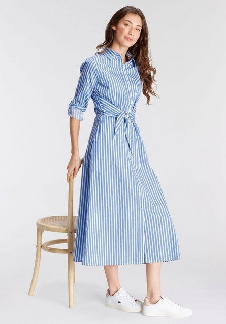 DELMAO Blusenkleid festliche Anlässe, lang, klassisch und seriös, aus Baumwolle