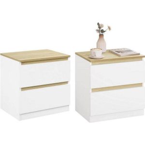 Woltu Nachtschrank (2-St) Nachttisch mit 2 Schubladen aus Holz