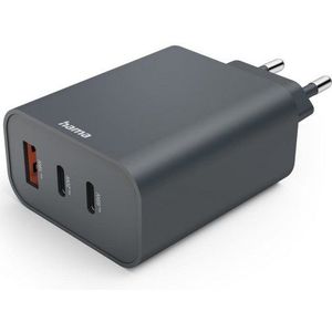 Hama Schnellladegerät, 2x USB-C, USB-A, PD, 65W, Anthrazit (00211098) USB-Ladegerät