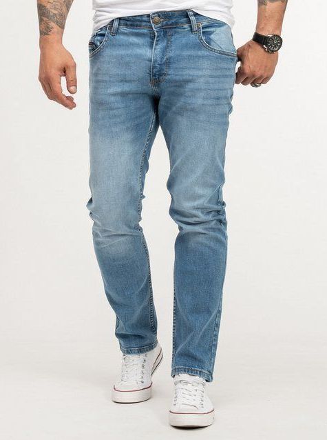 Lorenzo Loren Regular-fit-Jeans Herren Jeans Stretch Blau LL-4001