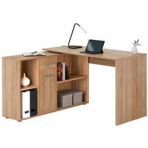CARO-Möbel Eckschreibtisch DIEGO, Schreibtisch mit Stauraum in L-Form, Home Office Tisch sonoma eiche