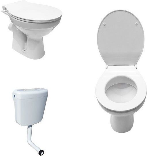 Belvit Tiefspül-WC BV-SW5001+BV-D0400+BV-AP1001, Komplettset Stand WC Abgang Waagerecht Wand Tiefspüler + Deckel +
