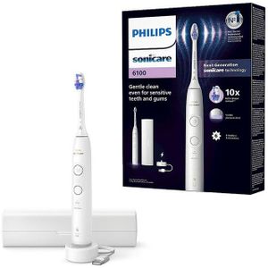 Philips Sonicare Elektrische Zahnbürste Series 6100, Aufsteckbürsten: 1 St., mit Andruckkontrolle, 2 Putzeinstellungen und 3 Intensitätsstufen