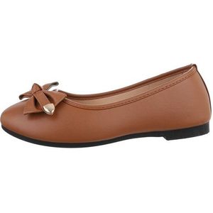 Ital-Design Damen Freizeit Ballerina (85894177) Blockabsatz Klassische Ballerinas in Braun