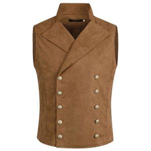 Allthemen Anzugweste Herrenweste mit Stehkragen Zweireihig Anzugweste Slim Fit