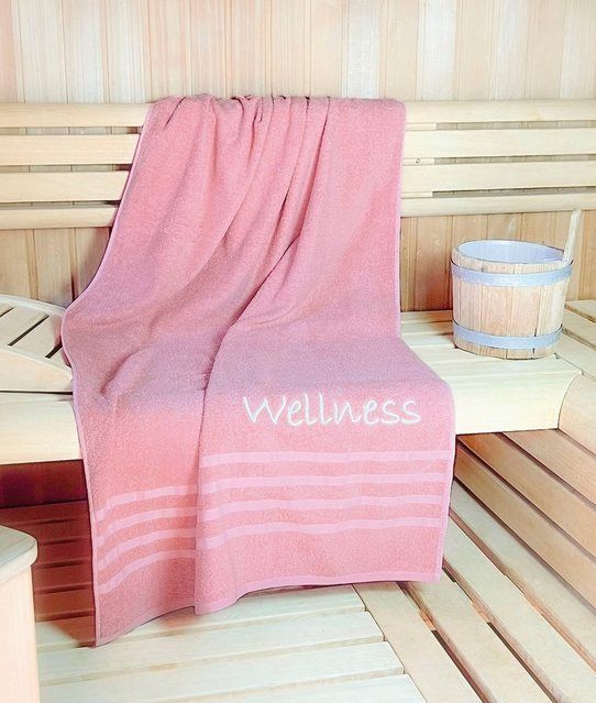 KiNZLER Saunatuch Wellness, Sauna - Größe 90/200 cm, Jacquard (Spar-Set, 2-St), leichte Qualität, verschiedenen Designs, auch als 2er Set