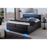meise.möbel Boxspringbett Las Vegas, Füße und Kopfteil mit LED-Beleuchtung, mit Bettkasten und Topper