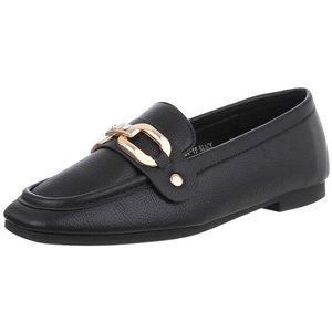 Ital-Design Elegante Loafers für Damen – Hoher Komfort & Stil Slipper (89092040) Blockabsatz Mokassins in Schwarz