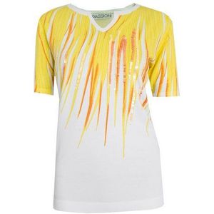 Passioni T-Shirt mit gelben Palmenmuster