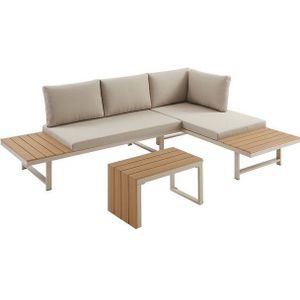 riess-ambiente Sitzgruppe IBIZA MODULAR LOUNGE 250cm champagner greige / natur, (Set, 3-tlg), Gartenmöbel-Sets · wetterfest · Lounge · Outdoor · inkl. Sofa & Tisch