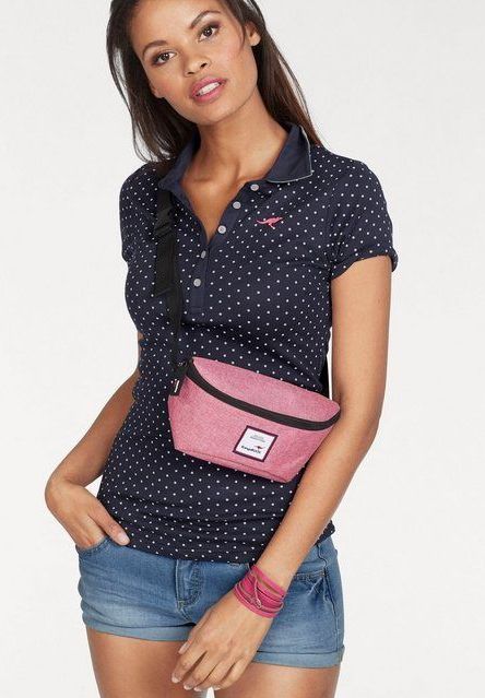 KangaROOS Poloshirt figurbetonter Schnitt, bedrucktes Punkte-Motiv, Hemdblusenkragen