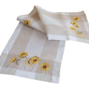 texpot Tischdecke Tischläufer Stickerei Sonnenblumen Frühling Sommer Tischläufer (1-tlg)