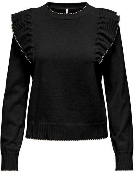 ONLY Strickpullover ONLAMA LIFE LS O-NECK RUFFLE CC KNT