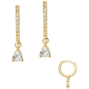 Firetti Paar Creolen Schmuck Geschenk Silber 925 Glitzercreolen Solitär, Made in Germany - mit Zirkonia (synth)