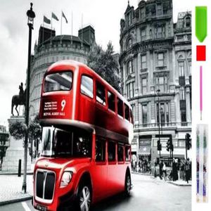LA CUTE Malen nach Zahlen 5d Diamond Painting London Stadtbus Malen nach Zahlen 30x40cm (Komplettset für 5D Diamond Painting inklusive Leinwand, Diamanten und Werkzeugen, Diamond Painting Set mit Zubehör für DIY-Kreativität und Entspannung), 30x40cm 5D Diamond Painting mit präziser Klebeschicht & Zubehör