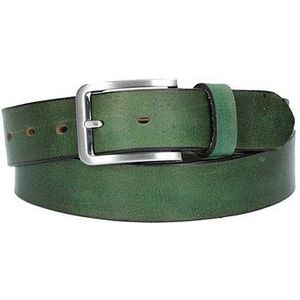 Leder Bazlen Ledergürtel Grün 35mm mit Dornschließe in Silber (LB1171B35M-550, 1-St) sehr weiches Vollrindleder