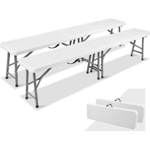 TLGREEN Bierzeltgarnitur, Klappbank Garten, Wetterfest, (Partybank aus HDPE Kunststoff & Stahlgestell), 2er Set Bierbank Klappbar mit Tragegriff,Campingbank 183cm