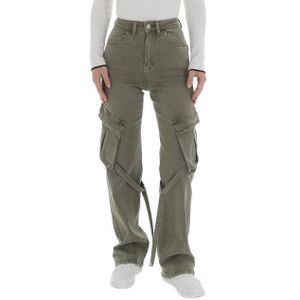Ital-Design Cargojeans Damen Freizeit (87217123) Used-Look Stretch High Waist Jeans in Hellgrün