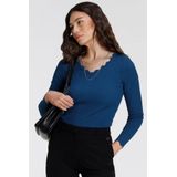 Laura Scott V-Ausschnitt-Pullover mit femininer Wellenkante