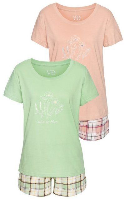 Vivance Dreams Shorty (Set, 2 Stück) mit karierter Pyjamashorts