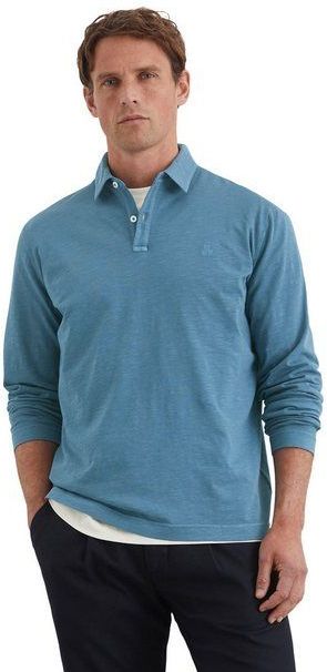 Marc O'Polo Langarm-Poloshirt in softem Slub-Jersey