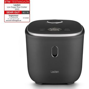 Lauben Reiskocher Low Sugar Rice Cooker 3000, 3l Volumen, 6 modi, verzögerter Start, 605,00 W, Antihaft-Keramikoberfläche spülmaschinengeeignet, Überlaufschutz